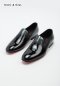 รองเท้าผู้ชายหนังแท้แบบสวมสีดำทูโทนหนังแก้วโลฟเฟอร์ Patent Leather Loafer DANDELION TWO TONE BLACK AND GREY