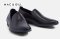 DANDELION BLACK LEATHER SLIP-ON SHOES