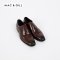 MAC&GILL  รองเท้าผู้ชายหนังแท้แบบผูกเชือกทางการและออกงานสีนำตาลสั้นดำ San Diego Captoe Oxford Leather Shoes in Brown Black Outsole