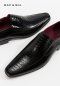 MAC&GILL รองเท้าผู้ชายหนังแท้แบบสวมทางการและออกงานสีดำ Samuel Embossed Calfskin SlipOns Black Leather Business Classic Shoes Formal and casual wear