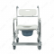 เก้าอี้นั่งถ่ายพร้อมอาบน้ำ โครงสร้างอะลูมิเนียมอัลลอย รุ่น W-05 เบาะแข็ง ฐานมีล้อ พร้อมพนักวางเท้า