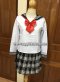 [[พร้อมส่ง]] ชุดแฟนซี cosplay ชุดนักเรียนญี่ปุ่น เสื้อขาวแขนยาว โบว์สีแดง กระโปรงลายสก๊อต