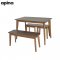 PENA 120 Table + PENA Bench Wood Seat + PENA Stool Wood Seat / 2