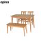 PENA 120 Table + PENA Bench Wood Seat + WOODY Chair / 2