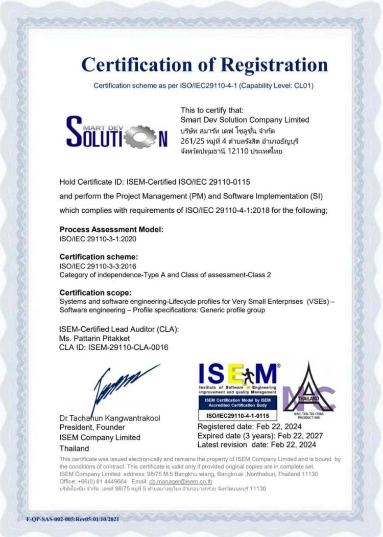 Smart Dev Solution Achieves ISO/IEC 29110 Certification